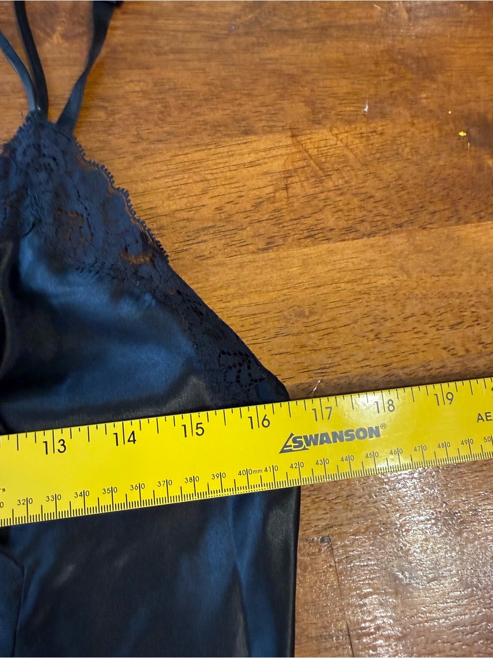 VTG Oscar de la Renta Pink Label Black Satin Lace Slip Dress Nightgown Lingerie - Picture 2 of 8